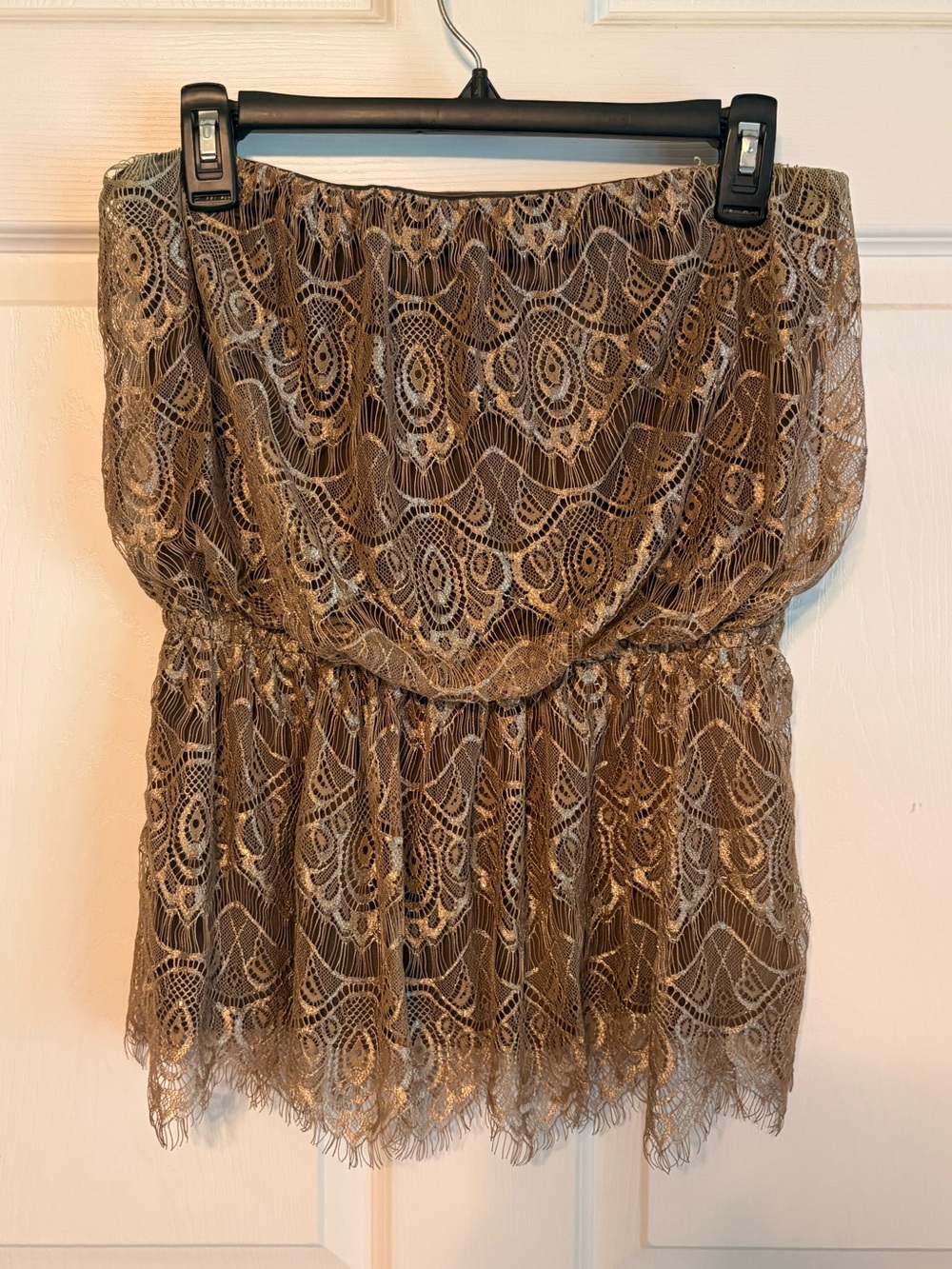 Boston Proper Strapless Lace Tube Top in Bronze